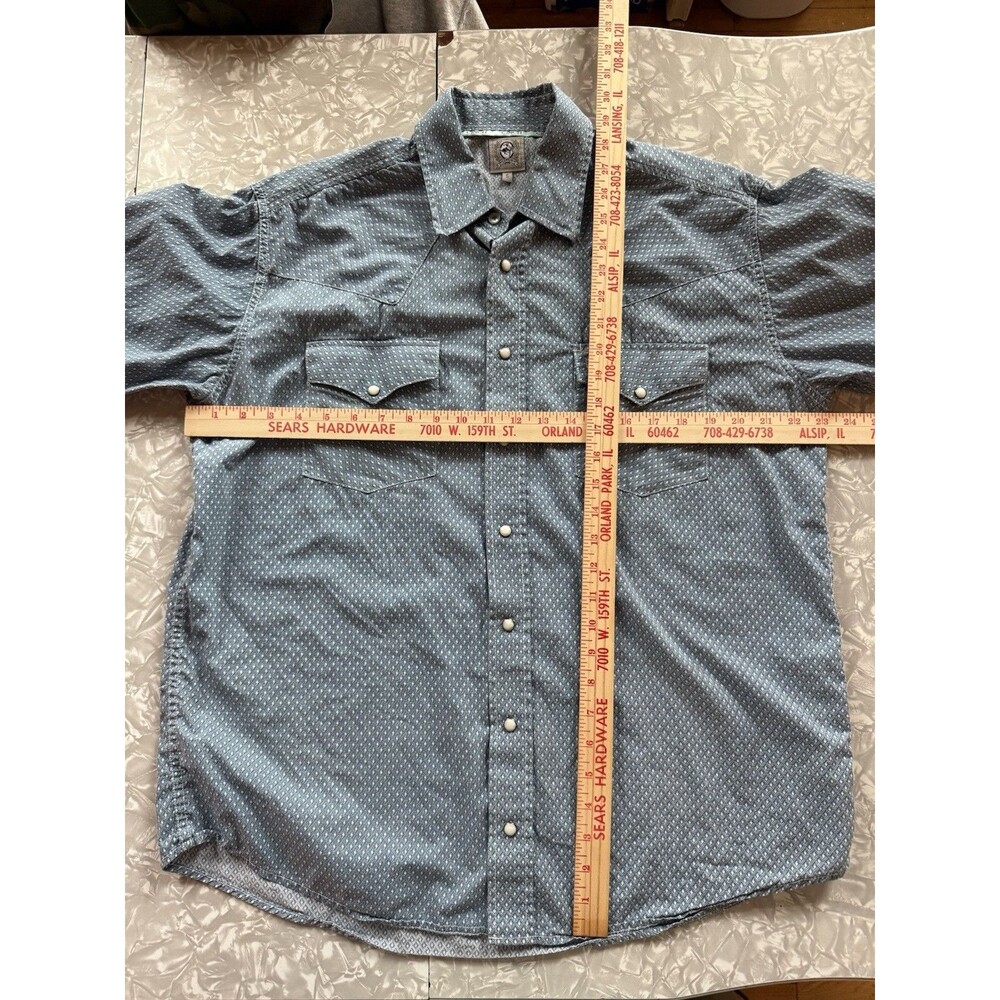 Cinch Men's S Blue Western Long Sleeve Pearl Snap Button-Up Shirt Pockets - Picture 4 of 6